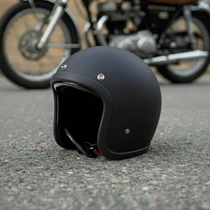 Low Profile Vintage Motorcycle Helmet - DOT Approved