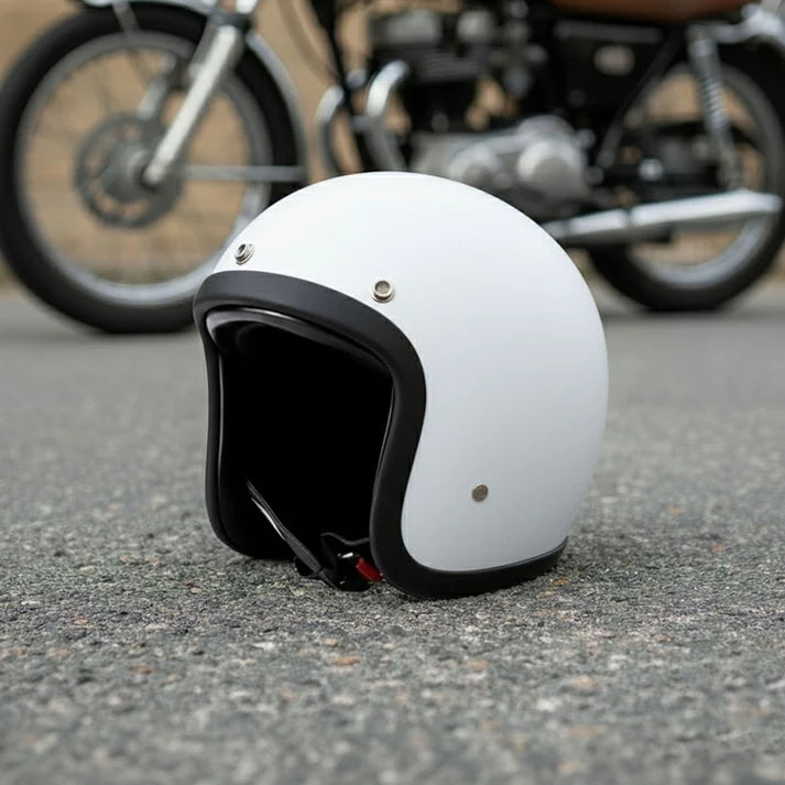 Low Profile Vintage Motorcycle Helmet - DOT Approved